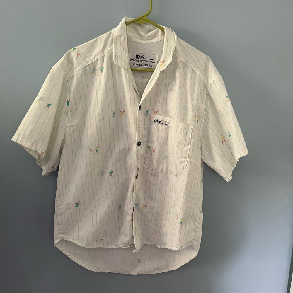 American Vintage Cotton Button Up with Quirky Print